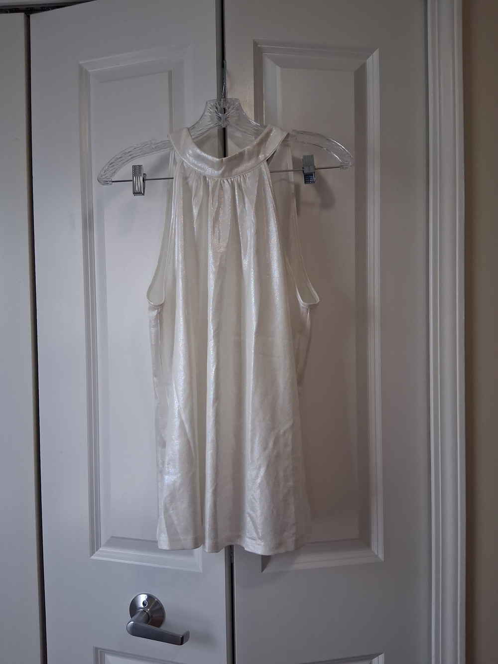 Allegra K Shimmery Ivory Halter Tank